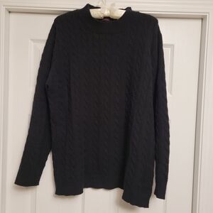 Black Mock Neck Cable Knit Sweater